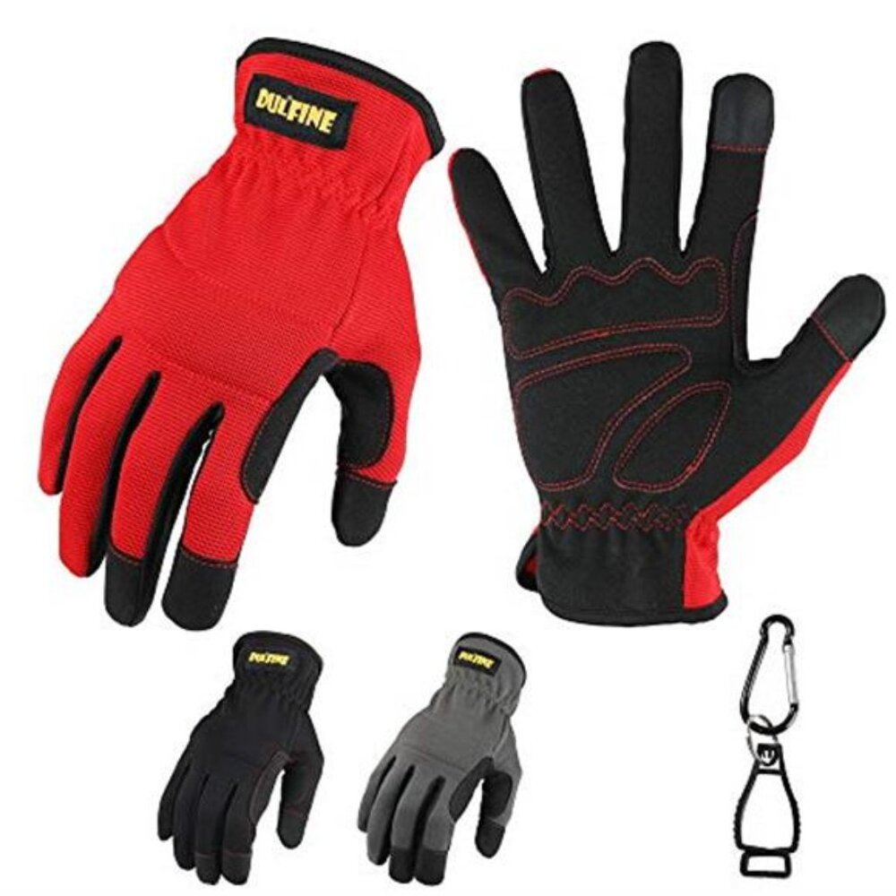 Work Gloves Heavy Duty Grip Touchscreen Safety Gloves Multipurpose 3 Pack
